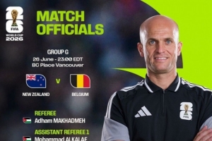 世界杯G组第3轮新西兰VS比利时裁判安排，约旦裁判组领衔